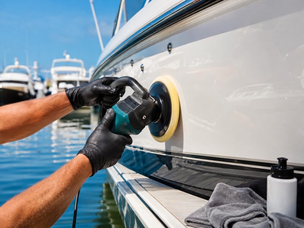 Boten polijsten aan dock